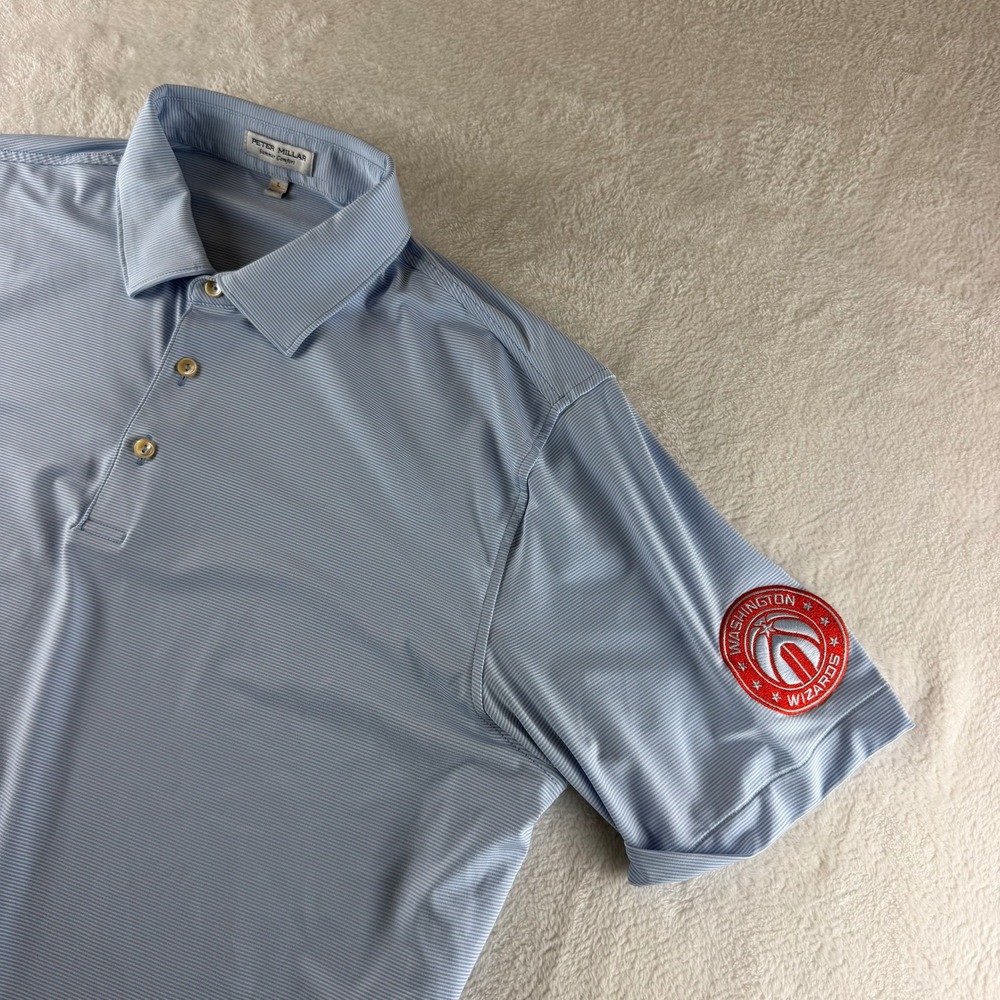 Peter Millar Summer Comfort Polo Washington Wizards Stripe Blue Mens Large Golf